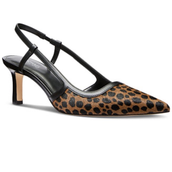 Michael Kors Shoes - Michael Kors Alora Pointed Toe Mid Leopard Print Slingback Heels